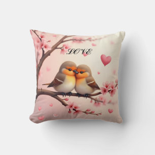 Cojín Decorativo Pareja de pájaros enamorados