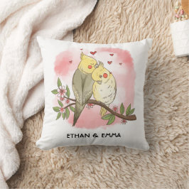 Cojín Decorativo Pareja de pájaros lindos San Valentín personalizad