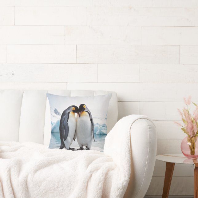 Cojín Decorativo Pareja De Pingüino En Un Iceberg (Sofá)