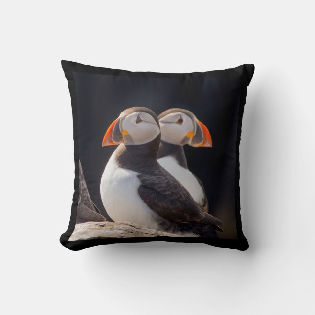 Cojín Decorativo Pareja de Puffins (Anverso)