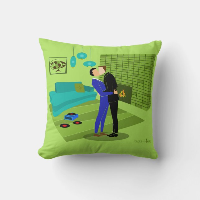 Cojín Decorativo Pareja gay retro enamorada (Anverso)