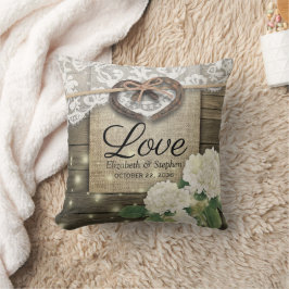 Cojín Decorativo Pareja Horseshoe Corazón Lace Hydrangea Boda Mader