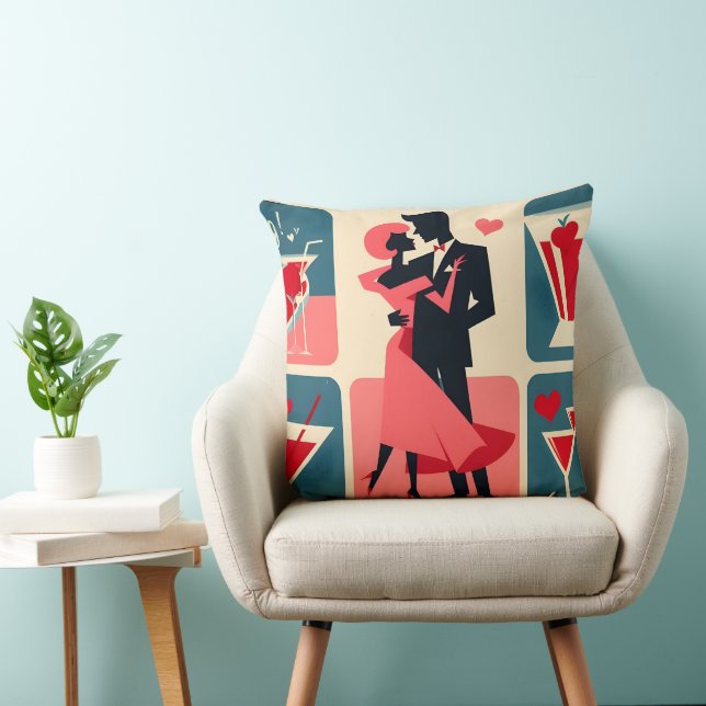 Cojín Decorativo Pareja moderna de baile de San Valentín de mediado (Silla)