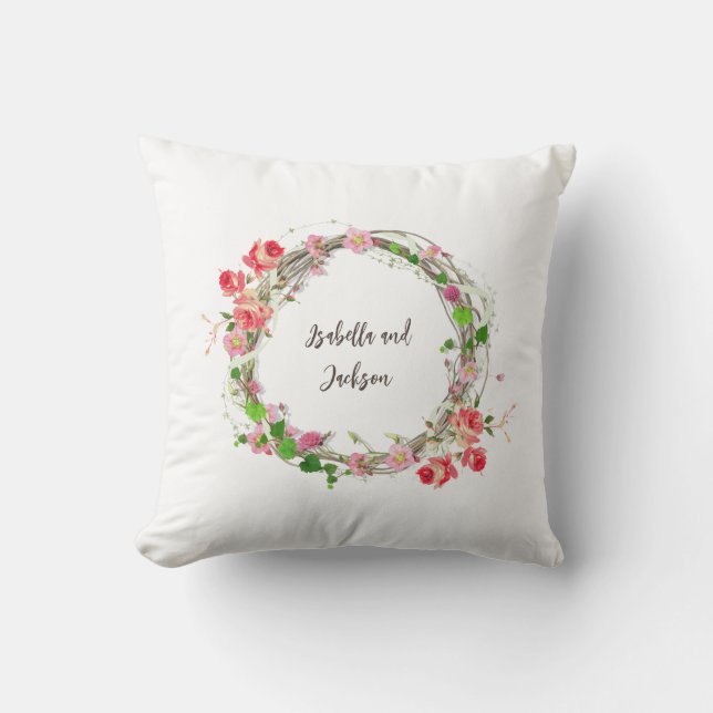 Cojín Decorativo pareja recién casada personalizada nombre elegante (Anverso)