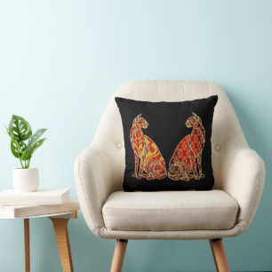 Cojín Decorativo Pareja roja y dorada de gato
