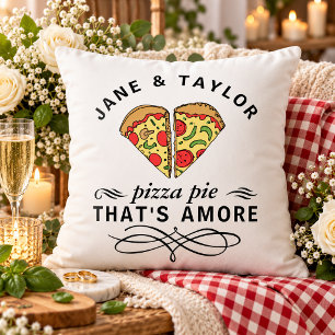 Cojín Decorativo Parejas Aman Pizza Añadir Nombres Boda