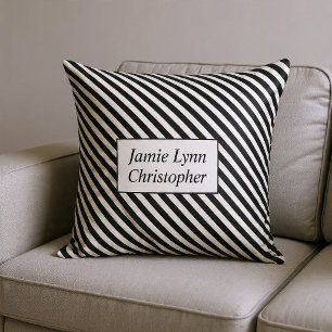 Cojín Decorativo Parejas personalizados Nombres Bandas Negras/Blanc