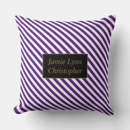 Cojín Decorativo Parejas personalizados Nombres Bandas Púrpura/Blan