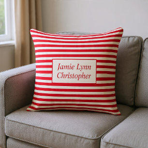 Cojín Decorativo Parejas personalizados Nombres Bandas Rojas/Blanca