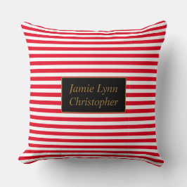 Cojín Decorativo Parejas personalizados Nombres Bandas Rojas/Blanca