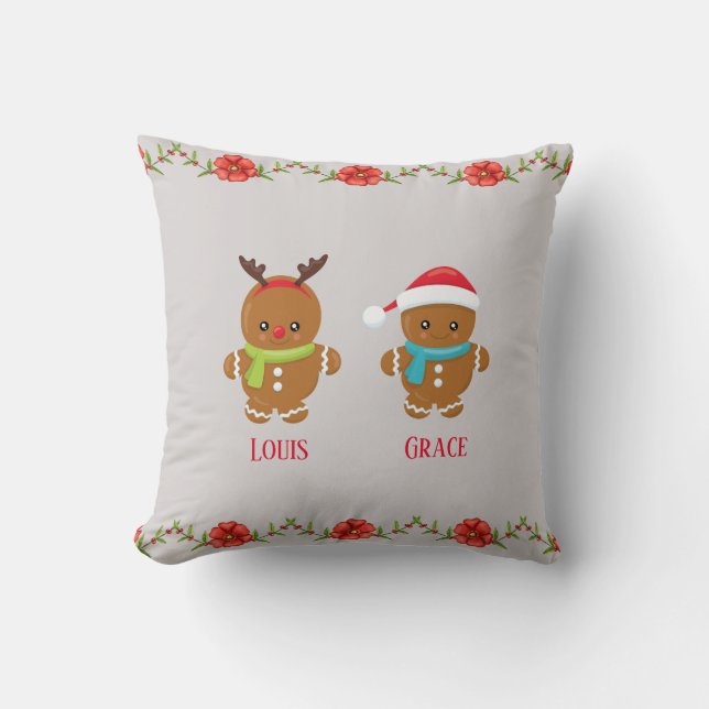 Cojín Decorativo Pares de la galleta del pan de jengibre con (Anverso)