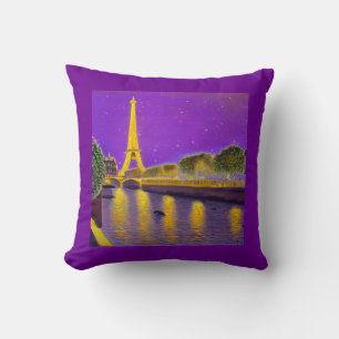 Cojín Decorativo París a lo largo del Sena bajo las estrellas