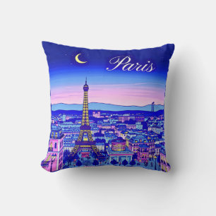 Cojín Decorativo París al Crepúsculo Bajo una Luna Creciente