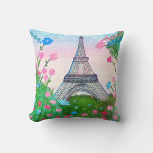Cojín Decorativo Paris azul y rosa