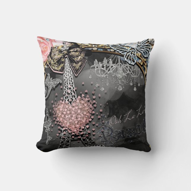 Cojín Decorativo Paris Brillo Glamour Brillo Francia Femenina Moder (Anverso)