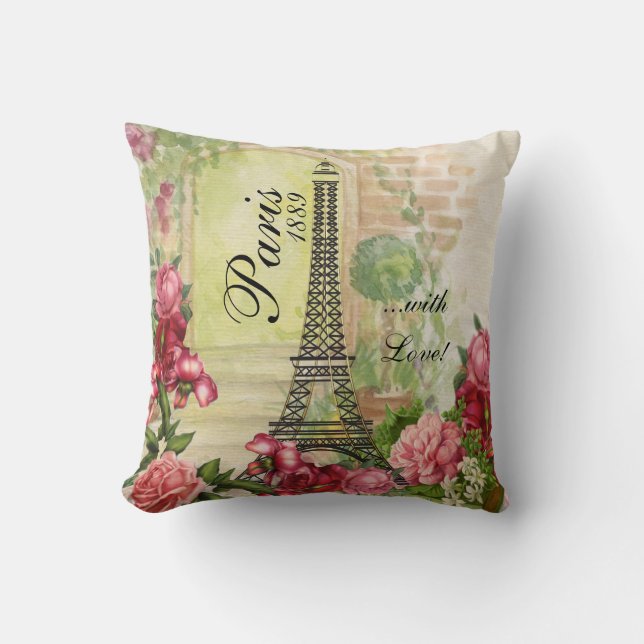 Cojín Decorativo París con la rosaleda del amor (Anverso)