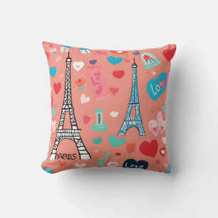 Cojín Decorativo París Corazones y Amor Patrón de Estilo Minimalist