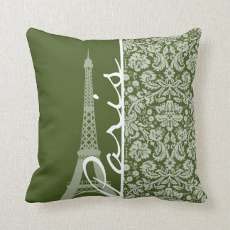 Cojín Decorativo París: Damasco verde oscuro de los mosquitos