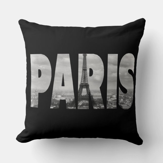 Cojín Decorativo París en Blanco y Negro (Anverso)