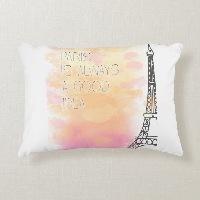 Cojín Decorativo PARIS es siempre una buena idea, acuarela (Anverso)