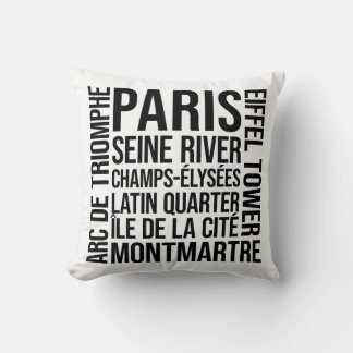 Cojín Decorativo París, Francia emblemática tipografía arte de pala