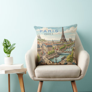 Cojín Decorativo París Francia Viaje Arte Vintage
