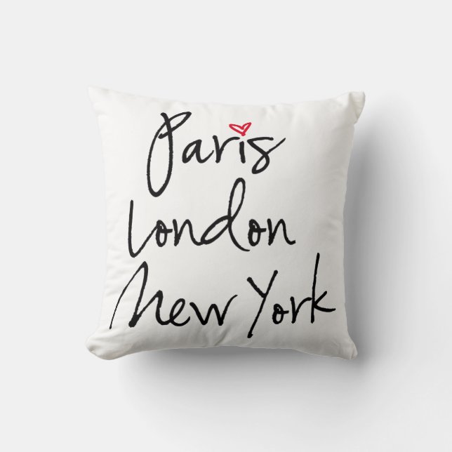 Cojín Decorativo París, Londres, Nueva York (Anverso)