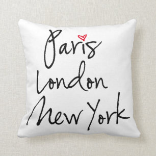 Cojín Decorativo París, Londres, Nueva York