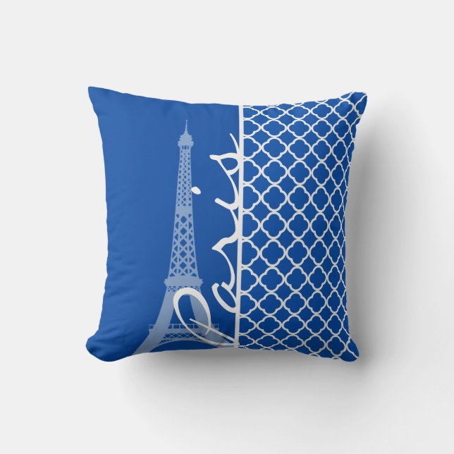 Cojín Decorativo París: Quatrefoil azul cobalto (Anverso)