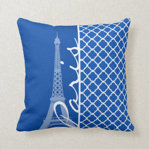 Cojín Decorativo París: Quatrefoil azul cobalto