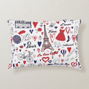 Cojín Decorativo París Vintage: Patrón de línea de viaje
