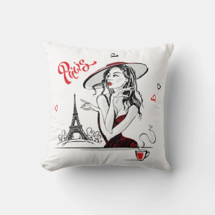 Cojín Decorativo París y café, rojo