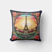 Parisino Sunset Eiffel Tower Paris Floral Francesa
