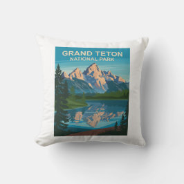 Cojín Decorativo Parque nacional Gran Teton Paisaje Arte de viajes