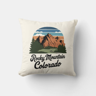 Cojín Decorativo Parque nacional Montaña Rocosa Retro