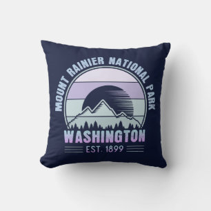 Cojín Decorativo Parque nacional Mount Rainier Washington Retro