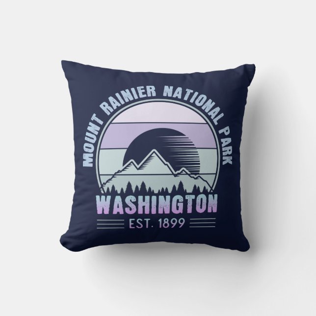 Cojín Decorativo Parque nacional Mount Rainier Washington Retro (Anverso)