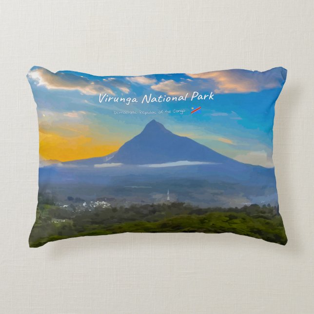 Cojín Decorativo Parque Nacional Virunga, RD Congo - Volcán (Anverso)