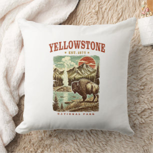 Cojín Decorativo Parque nacional Yellowstone - Montaña y Bison