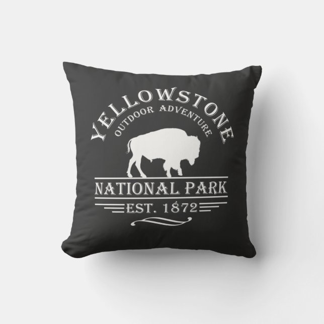Cojín Decorativo Parque Nacional Yellowstone Vintage (Anverso)