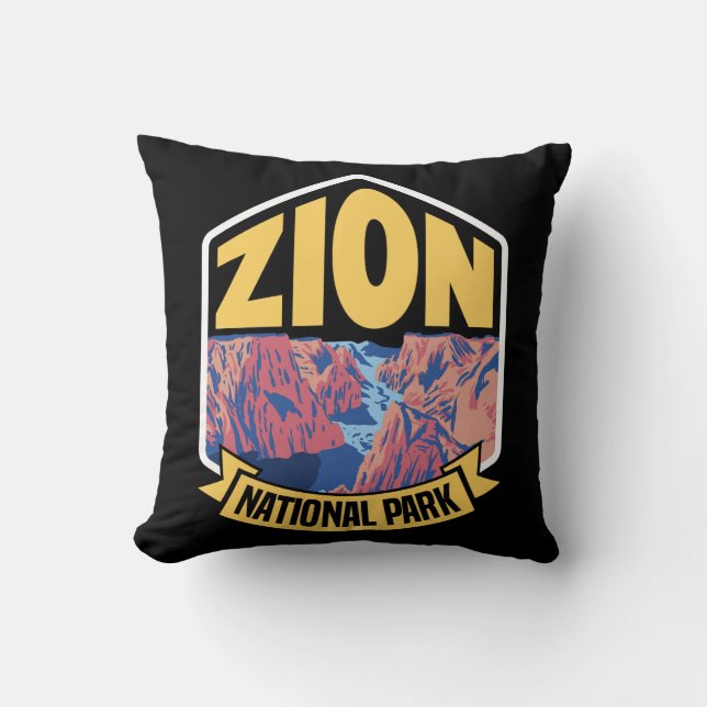 Cojín Decorativo Parque nacional Zion, Retro de Utah (Anverso)