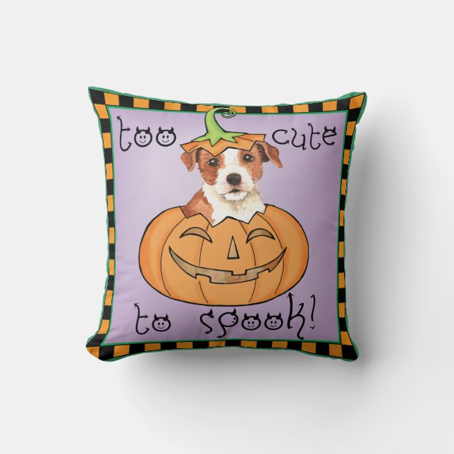 Cojín Decorativo Párroco Russell Terrier de Halloween (Anverso)