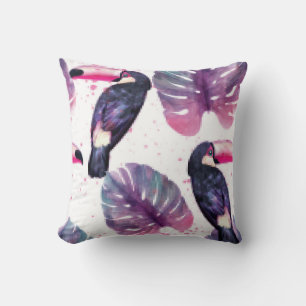 Cojín Decorativo Parrots acuáticos: Moda ultravioleta tropical.