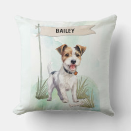 Cojín Decorativo Parson Russell Terrier Watercolor Personalized Dog