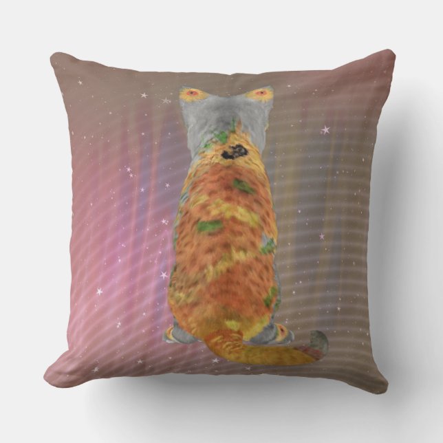 Cojín Decorativo Parte posterior cómoda del gatito del girasol (Anverso)