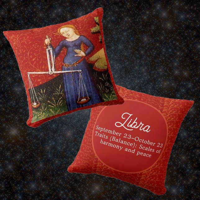 Cojín Decorativo Partido de Cumpleaños del Rótulo Libra Zodiac (Subido por el creador)