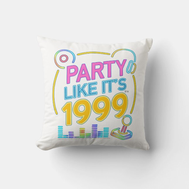 Cojín Decorativo Party Like It’s 1999®™ – Neon Soundtrack (Anverso)