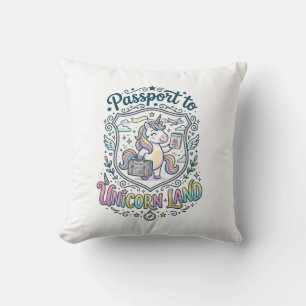Cojín Decorativo Pasaporte de Unicornio a Tierra de Unicornios Fond