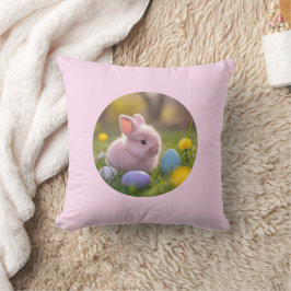 Cojín Decorativo Pascua de conejo rosa fluffy