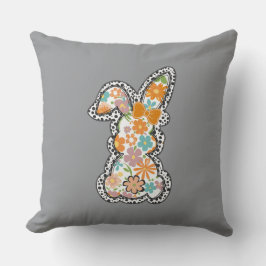 Cojín Decorativo Pascua Floral Bunny LeoparBorder Feliz Pascua